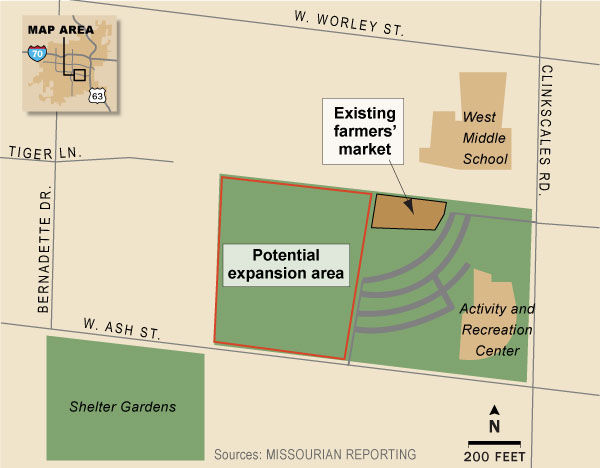 Location of possible permanent farmers market and urban farm